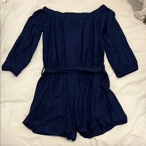Navy Blue Off-Shoulder Romper